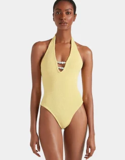 Adriana Beaded Swimsuit - Butter