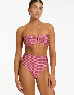 Alessia Geo Fold Down Bikini Pant - Peony