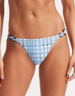 Amalfi Check Trim Hipster Bikini Pant - Amalfi Blue
