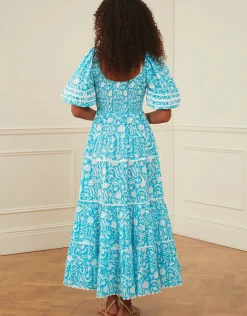 Angelina Dress - Aqua Begonia