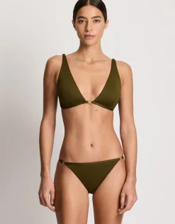 Beach Club Solids Logo Bikini Pant - Dark Olive