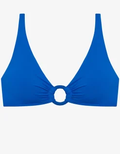 Beach Club Solids Macrame Ring OTS Bikini Top - Electric Blue