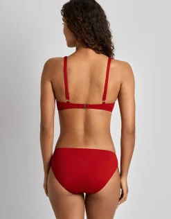 Beach Club Solids Ring OTS Bra Bikini Top - Cruising Red