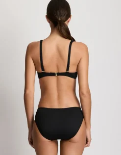 Beach Club Solids Ring OTS Bra Bikini Top - Black
