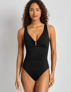 Beach Club Solids Ring OTS Underwired Swimsuit - Black