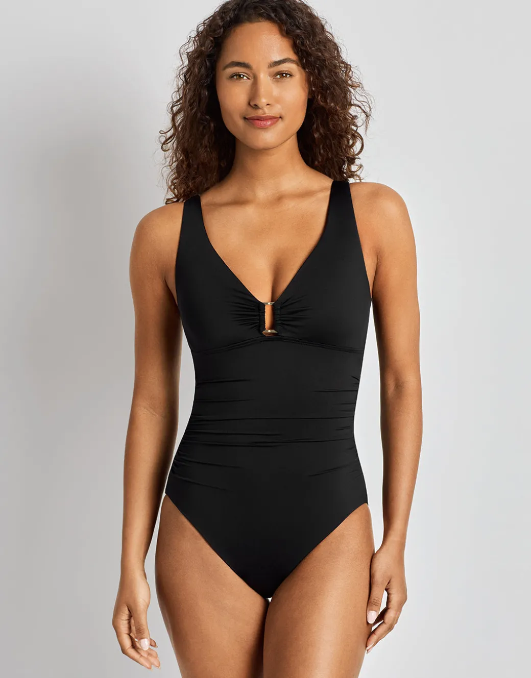 Beach Club Solids Ring OTS Underwired Swimsuit - Black