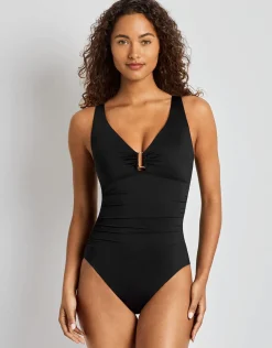 Beach Club Solids Ring OTS Underwired Swimsuit - Black