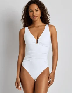 Beach Club Solids Ring OTS Underwired Swimsuit - White