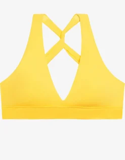 Beach Club Solids Twist X Back Bikini Top - Yellow