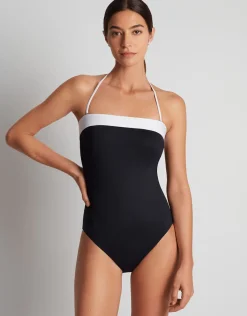 Bel Air Modern Bandeau Mio Swimsuit - Black and White