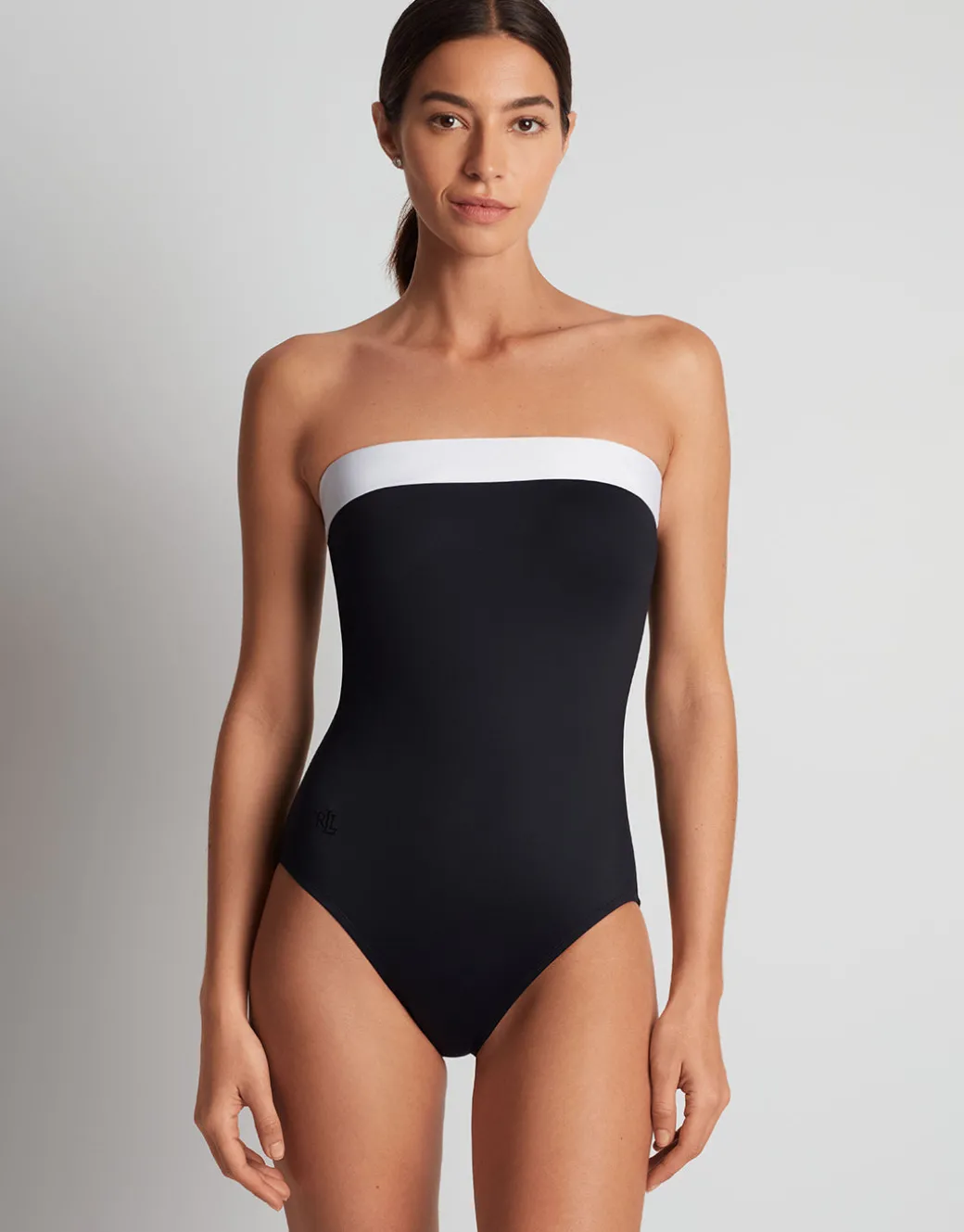 Bel Air Modern Bandeau Mio Swimsuit - Black and White