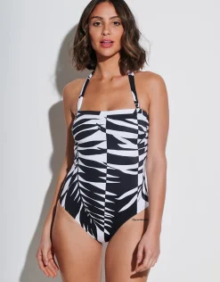 Black and White Bandeau Swimsuit