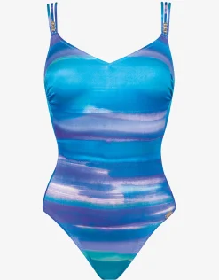 Blue Symphony Triple Strap Swimsuit - Aqua Flow