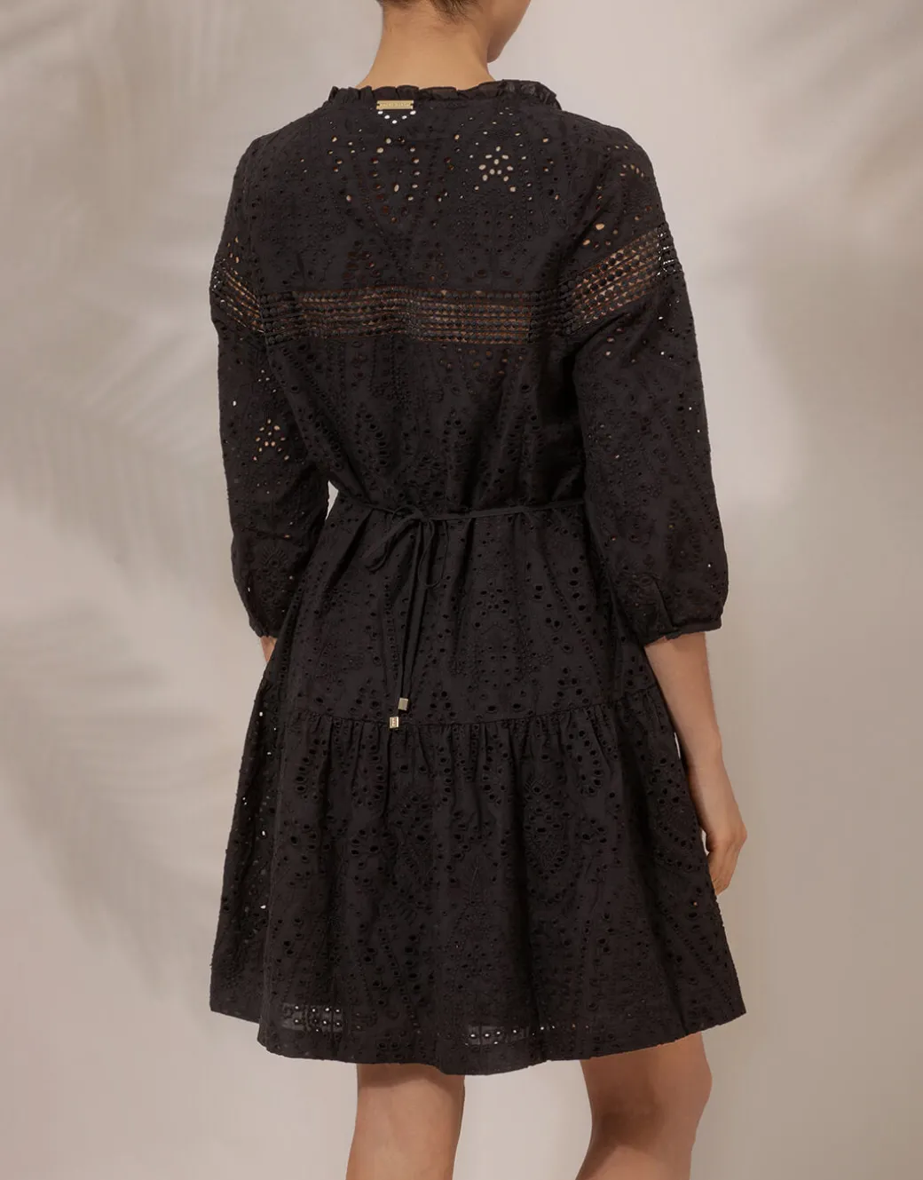 Borneo Lace Insert Mini Tunic - Black