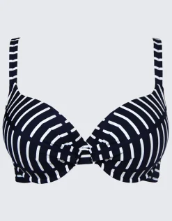 Capri Plunge Bikini Top - Navy Stripe