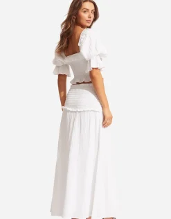 Caspian Shirring Top - White