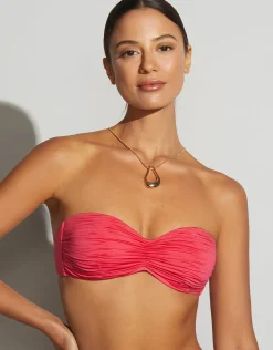 Ceylan Ruched Bandeau Bikini Top - Pink