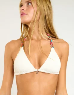 Chainy Yero Triangle Bikini Top - Ecru