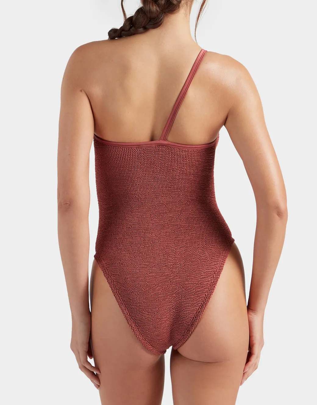Clara Swimsuit With Gold Hoop - Metallic Rosewood