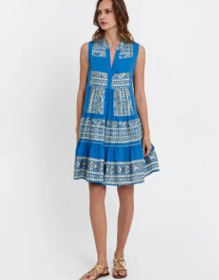 Classic Triangle Sleeveless Mini Dress - Blue Raf and Gold