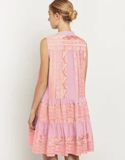 Classic Triangle Sleeveless Mini Dress - Pink and Pink Bronze
