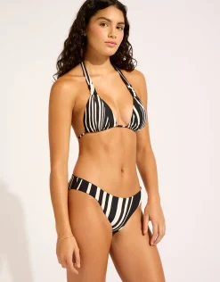 Coastline Multi Fit Longline Tri Bikini Top - Black