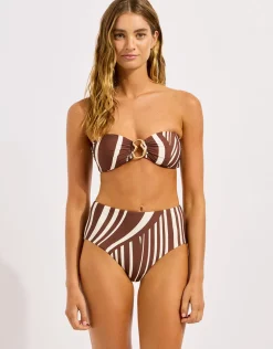 Coastline Ring Front Bandeau Bikini Top - Cocoa