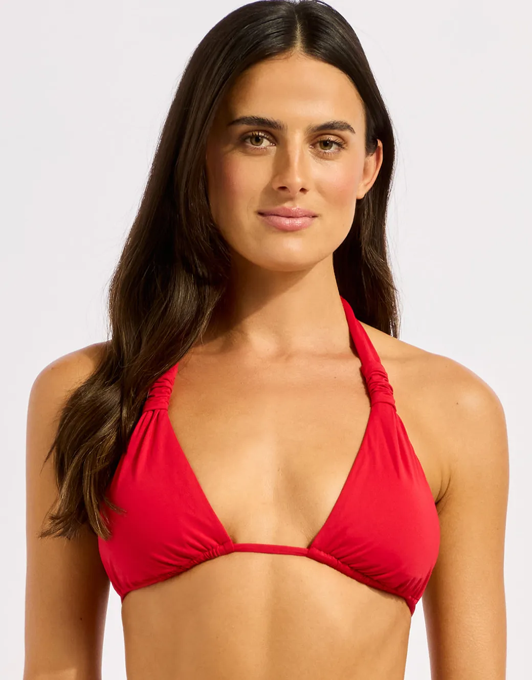 Collective Multi Fit Longline Tri Bikini Top - Cosmo Red