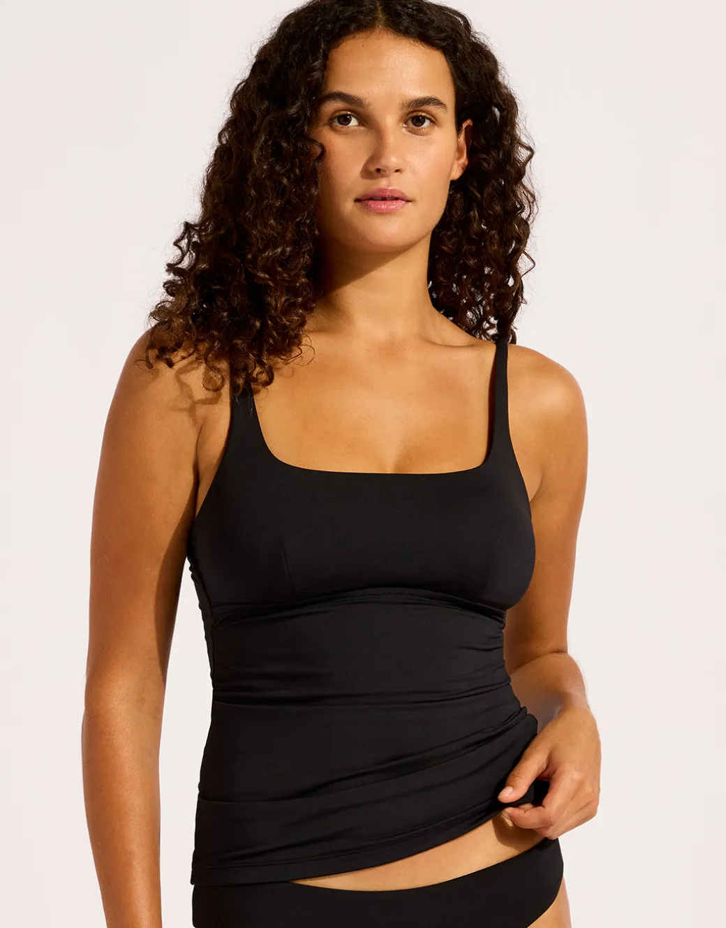 Collective Square Neck Tankini Top - Black
