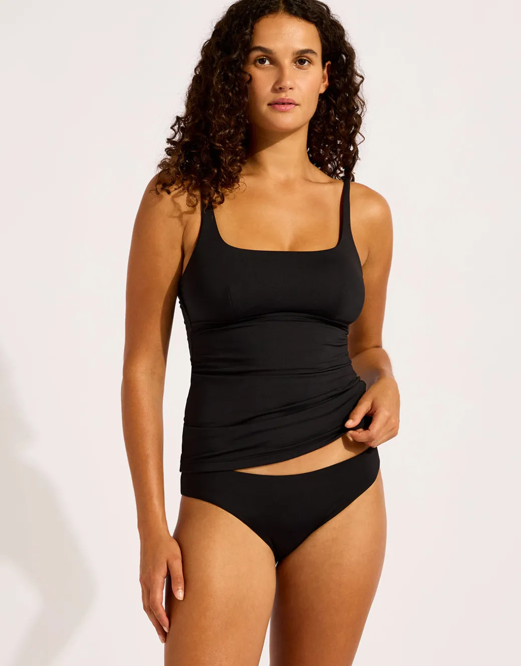 Collective Square Neck Tankini Top - Black