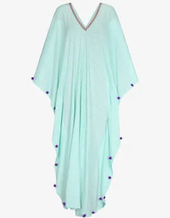 Colourblock Pom Pom Sevillana Dress - Aqua