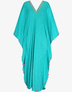 Colourblock Pom Pom Sevillana Dress - Teal
