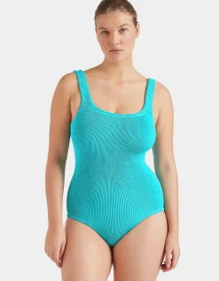Coverage Square Neck Swimsuit - Aqua