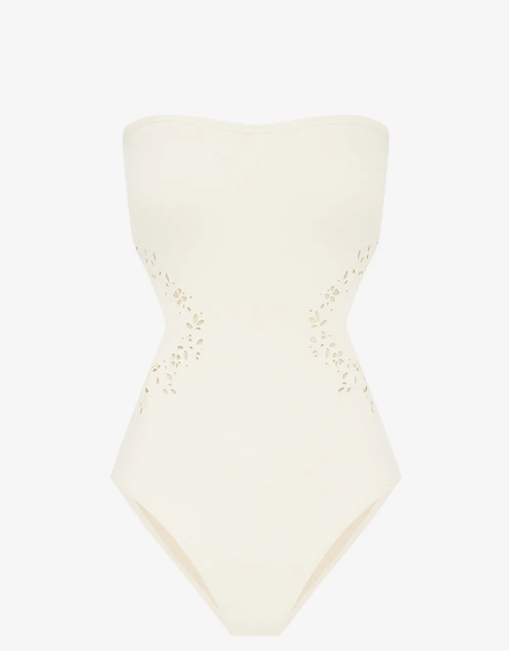 Creme Memoir Embroidered Strapless Swimsuit - White