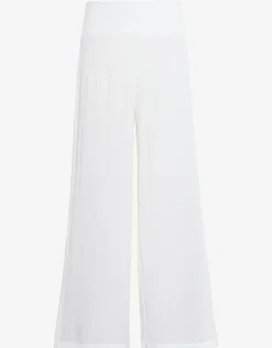 Crinkle Smocked Waist Beach Pant - White