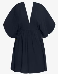 Crinkle Tunic Beach Dress - Black