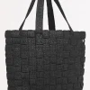 Criss Cross Woven Tote - Black