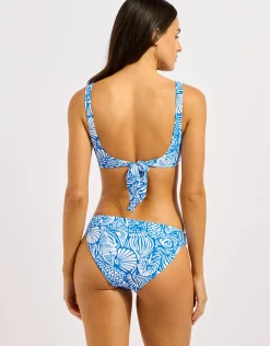 C Shells Ring Front Tank Bikini Top - Sapphire
