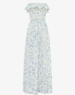 Daffodil Shirred Midi Dress - Blue Print