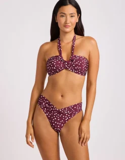 Dolce Dot Twist Band Mini Hipster Bikini Pant - Dark Burgundy