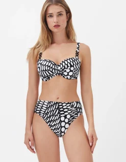 Dots Balcony Bikini Top - Black and White
