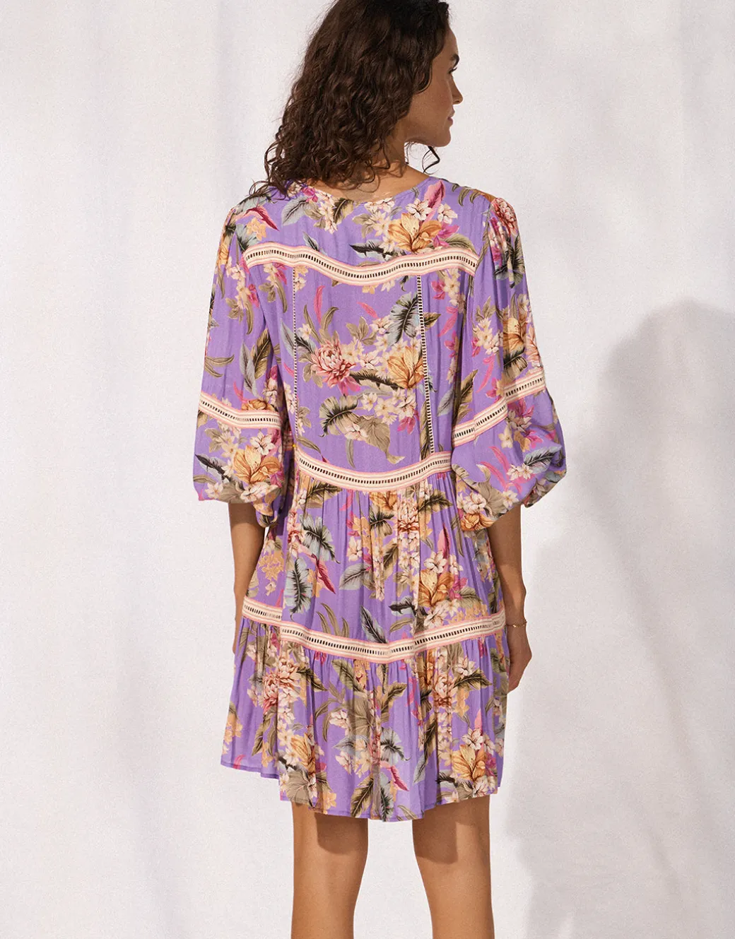 Dreamscape Tropics Mini Beach Tunic - Lilac Pastel