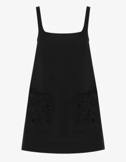 Ebony Embroidered Shift Mini Dress - Black