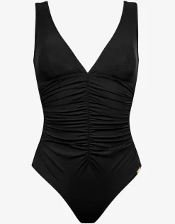 Elements Plunge Ruched Front Swimsuit - Black