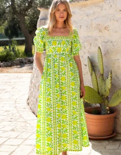 Elizabeth Dress - Lime Border