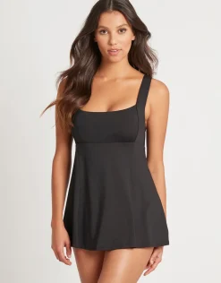 Essentials Square Neck Swim Dress - Black