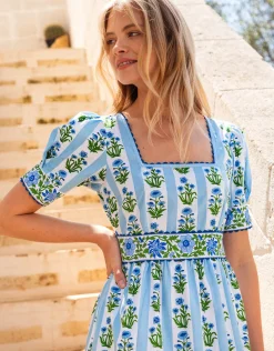 Evelyn Dress - Sky Lily Stripe