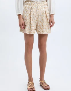Flakes Shorts - White and Gold with Champagne