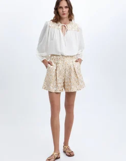 Flakes Shorts - White and Gold with Champagne