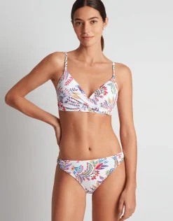 Fleurette Twist Side Tab Hipster Bikini Pant - White Floral